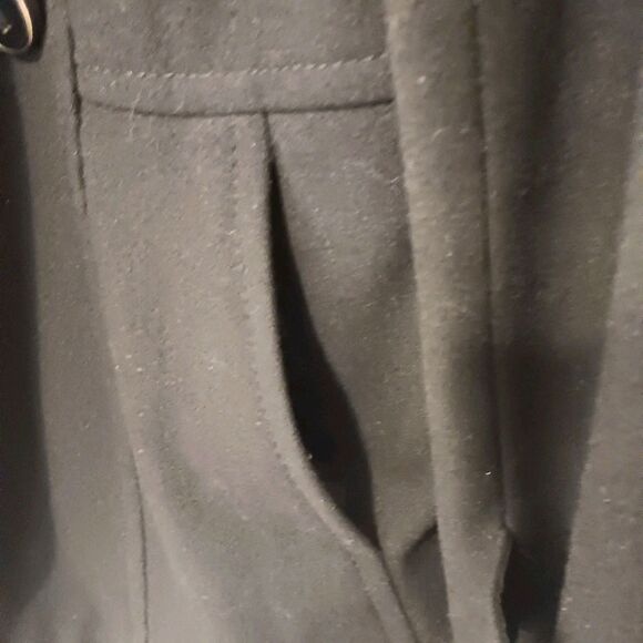 Kenneth Cole Reaction Black Wool Blend Double Breasted Peacoat Women's Sz 10 - Picture 6 of 13